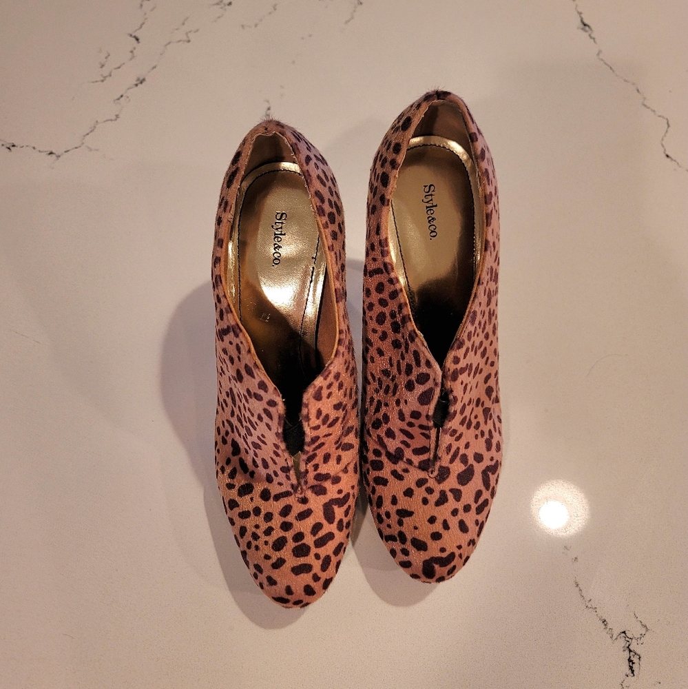 Style & Co Webb Platform Stilettos Women’s Leopard Ankle Booties SIZE 8